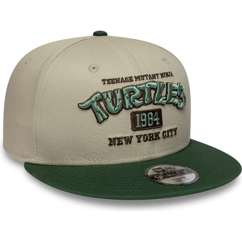 new-era-flat-brim-youth-9fifty-teenage-mutant-ninja-turtles-green-and-beige-snapback-cap