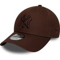 new-era-curved-brim-brown-logo-9forty-league-essential-new-york-yankees-mlb-dark-brown-adjustable-cap