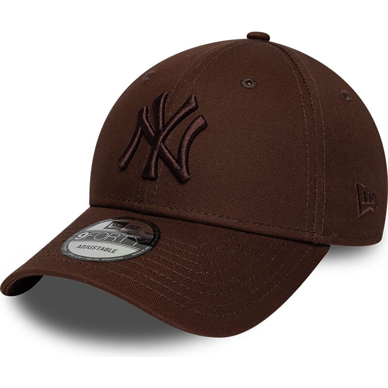 new-era-curved-brim-brown-logo-9forty-league-essential-new-york-yankees-mlb-dark-brown-adjustable-cap