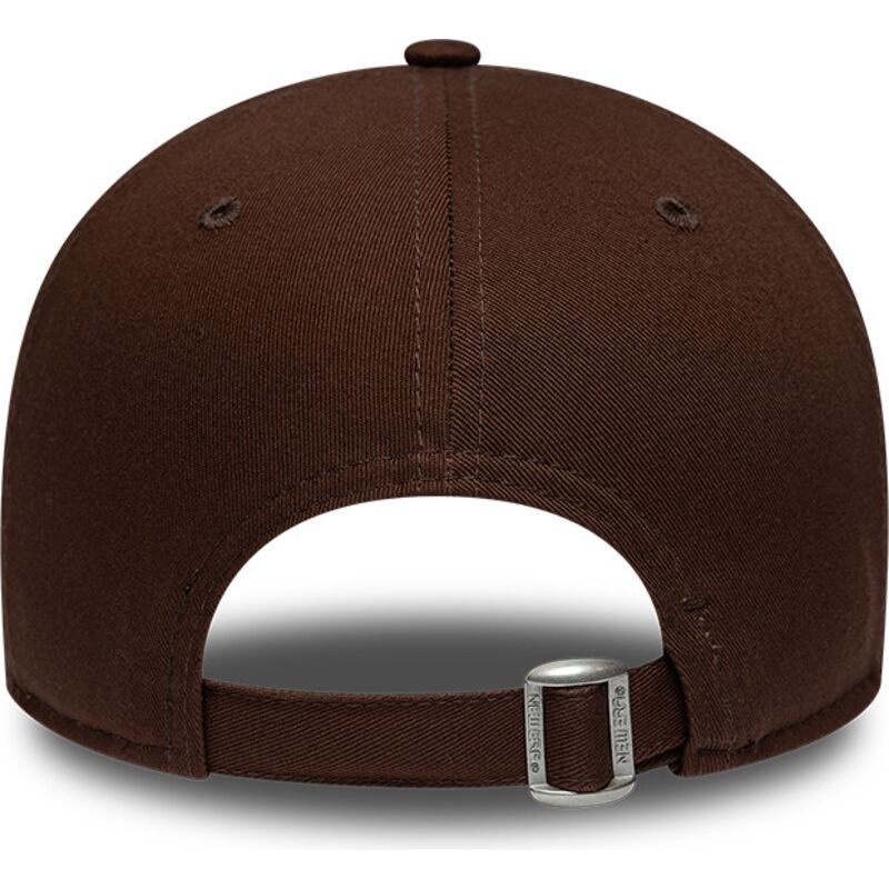 new-era-curved-brim-brown-logo-9forty-league-essential-new-york-yankees-mlb-dark-brown-adjustable-cap