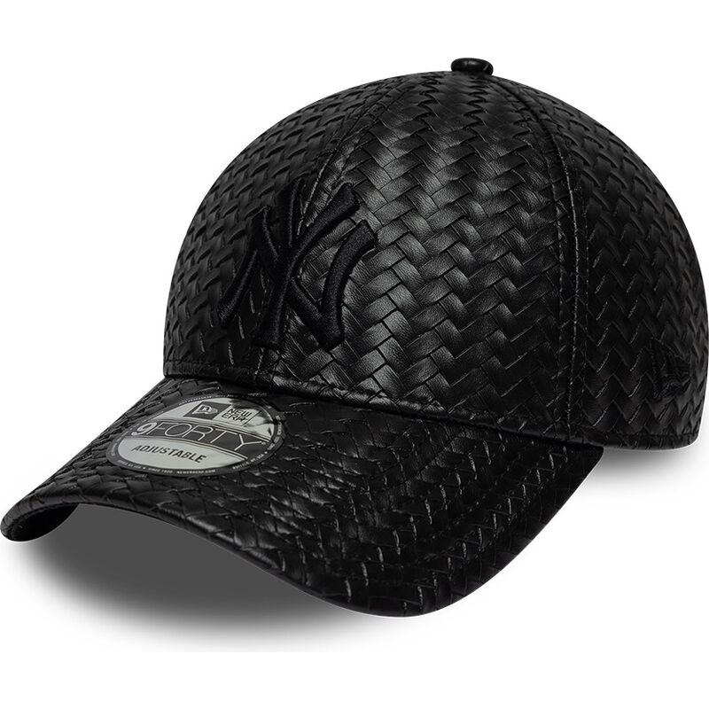 new-era-curved-brim-black-logo-9forty-pu-weave-new-york-yankees-mlb-black-snapback-cap