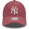 new-era-curved-brim-women-9forty-m-crown-chunky-cord-new-york-yankees-mlb-pink-adjustable-cap