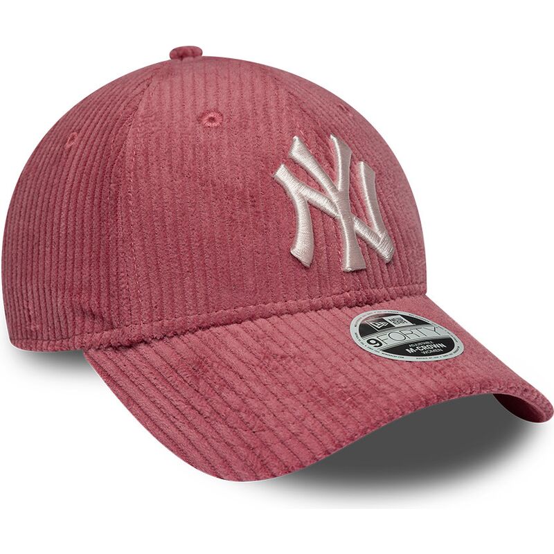 new-era-curved-brim-women-9forty-m-crown-chunky-cord-new-york-yankees-mlb-pink-adjustable-cap