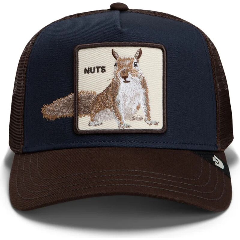 goorin-bros-over-the-line-squirrel-out-of-bounds-nuts-the-farm-brown-and-navy-blue-trucker-hat