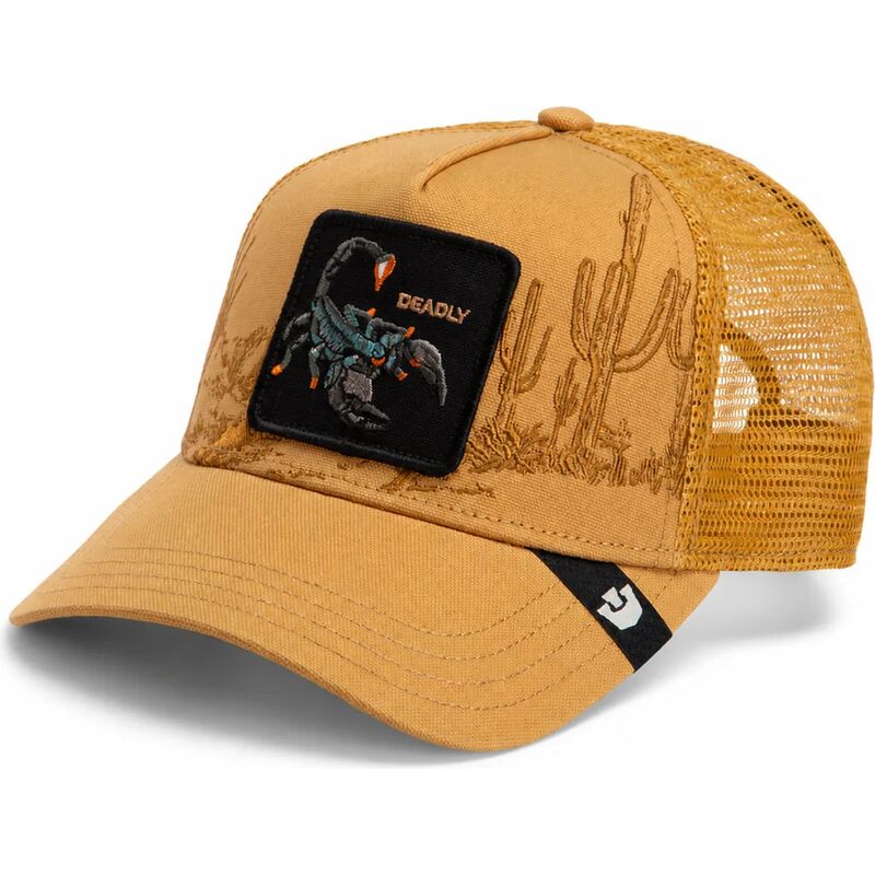 goorin-bros-scorpion-scorpion-badlands-deadly-the-farm-brown-trucker-hat goorin-bros-scorpion-scorpion-badlands-deadly-the-farm-brown-trucker-hat