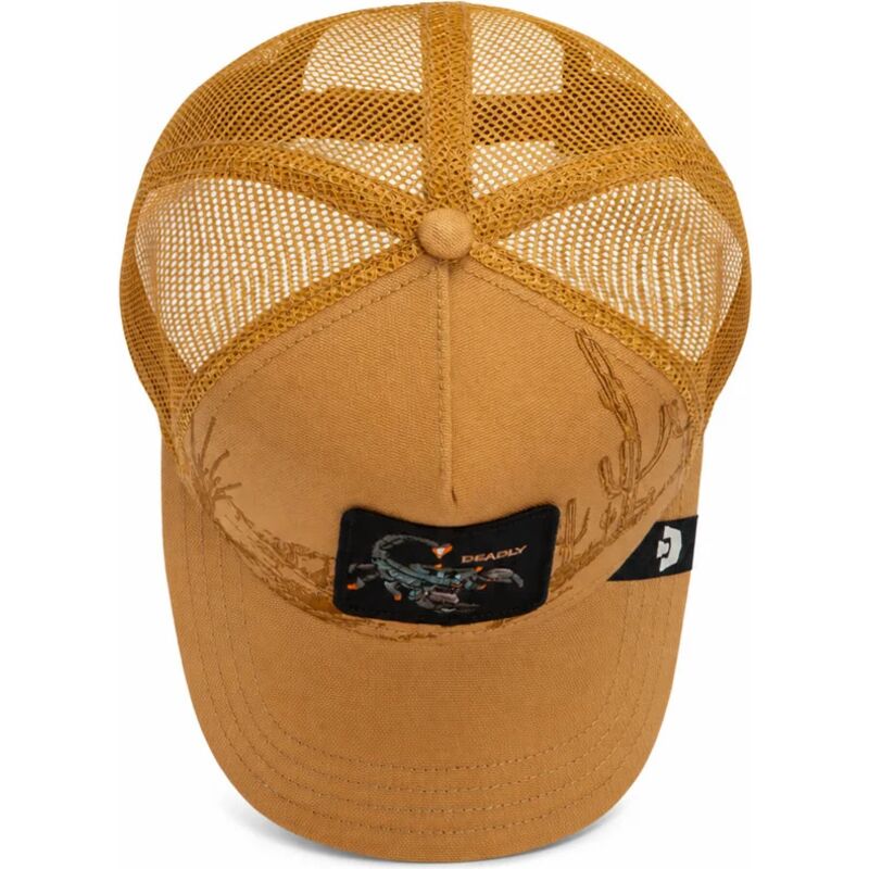 goorin-bros-scorpion-scorpion-badlands-deadly-the-farm-brown-trucker-hat goorin-bros-scorpion-scorpion-badlands-deadly-the-farm-brown-trucker-hat