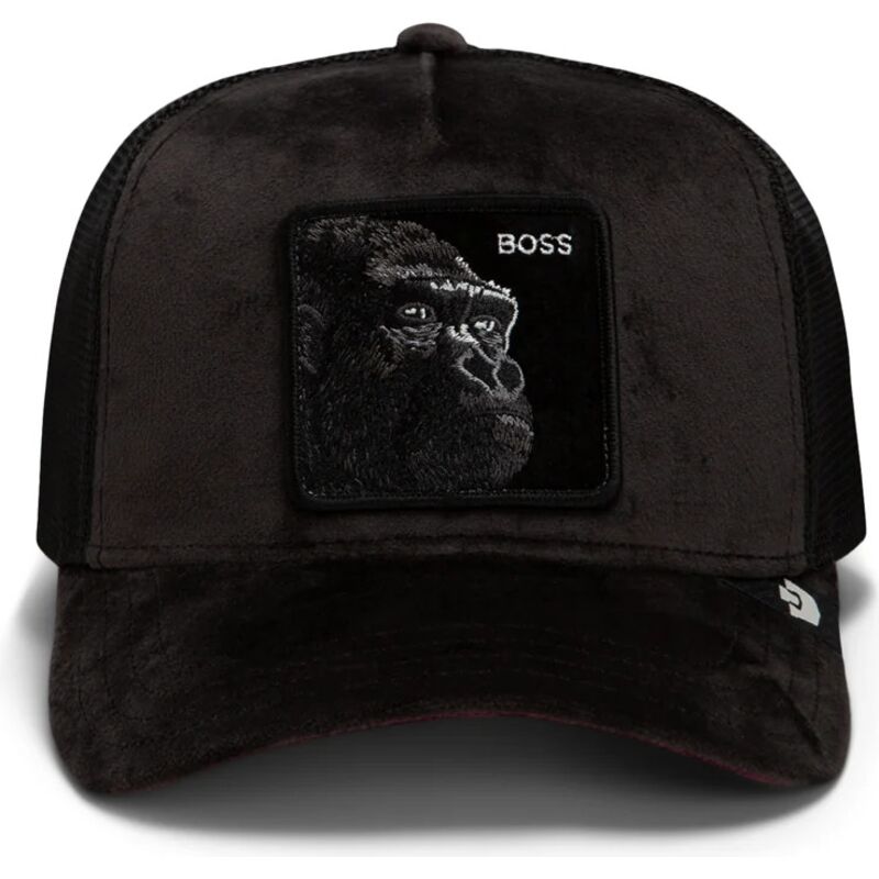 goorin-bros-gorilla-velour-boss-the-farm-black-trucker-hat goorin-bros-gorilla-velour-boss-the-farm-black-trucker-hat