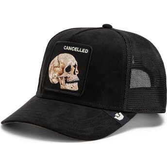 Goorin Bros. Suede Cancelled Skull Microsuede The Farm Black Trucker Hat
