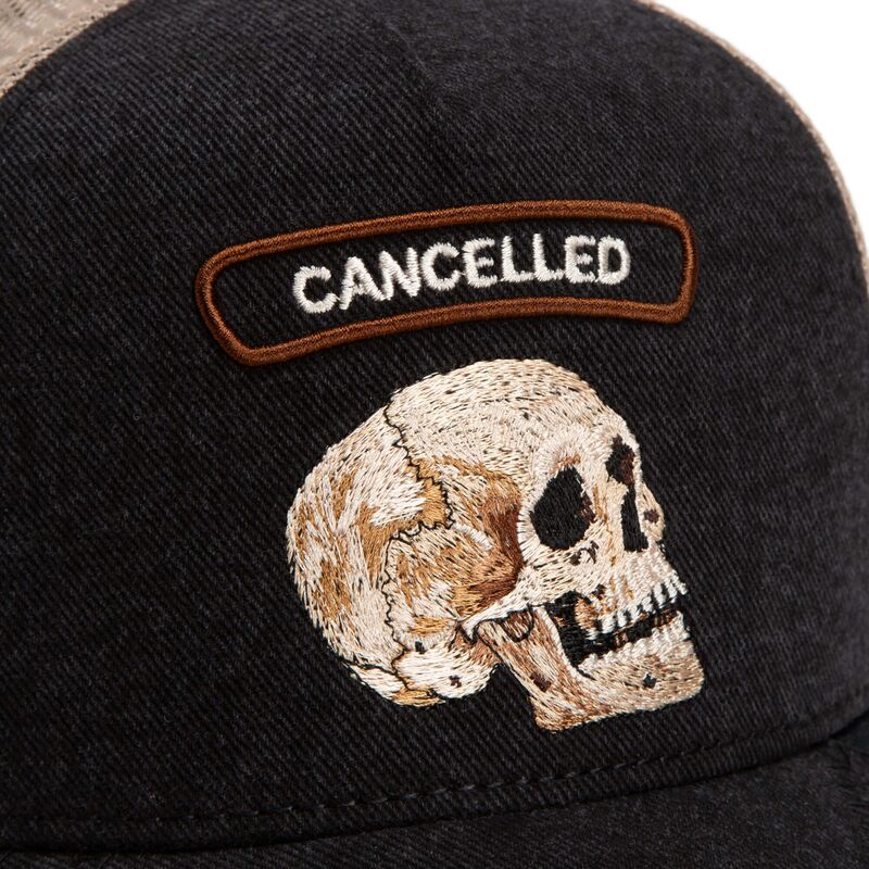 goorin-bros-skull-cancelled-rocker-denim-after-dark-the-farm-black-and-beige-trucker-hat goorin-bros-skull-cancelled-rocker-denim-after-dark-the-farm-black-and-beige-trucker-hat