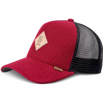 Djinns HFT Knitted Fab Red and Black Trucker Hat