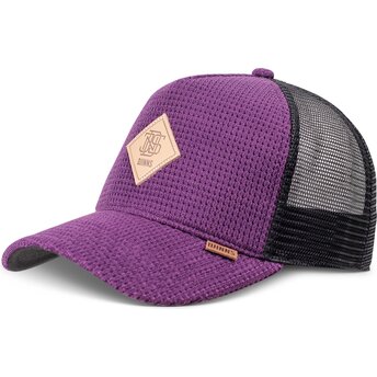 Djinns HFT Knitted Fab Purple and Black Trucker Hat