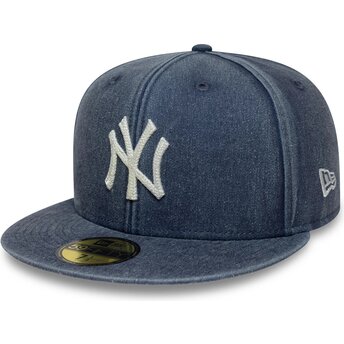 New Era Flat Brim 59FIFTY Washed New York Yankees MLB Navy Blue Fitted Cap