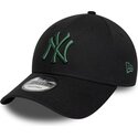 new-era-curved-brim-dark-green-logo-9forty-league-essential-new-york-yankees-mlb-black-adjustable-cap