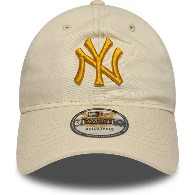 new-era-curved-brim-golden-logo-9twenty-league-essential-new-york-yankees-mlb-beige-adjustable-cap new-era-curved-brim-golden-logo-9twenty-league-essential-new-york-yankees-mlb-beige-adjustable-cap