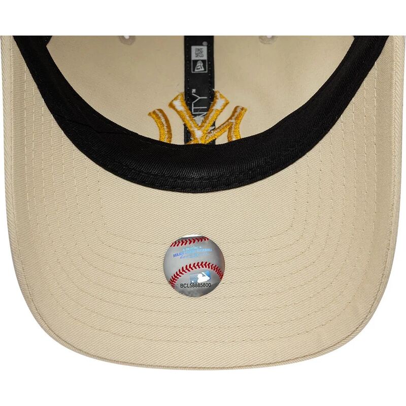 new-era-curved-brim-golden-logo-9twenty-league-essential-new-york-yankees-mlb-beige-adjustable-cap new-era-curved-brim-golden-logo-9twenty-league-essential-new-york-yankees-mlb-beige-adjustable-cap