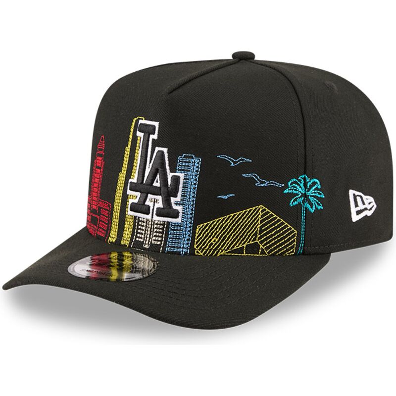 new-era-curved-brim-9fifty-a-frame-precurved-skyline-los-angeles-dodgers-mlb-black-snapback-cap