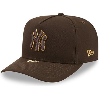 New Era Curved Brim 9FIFTY A Frame Precurved Visor Pin New York Yankees MLB Brown Snapback Cap