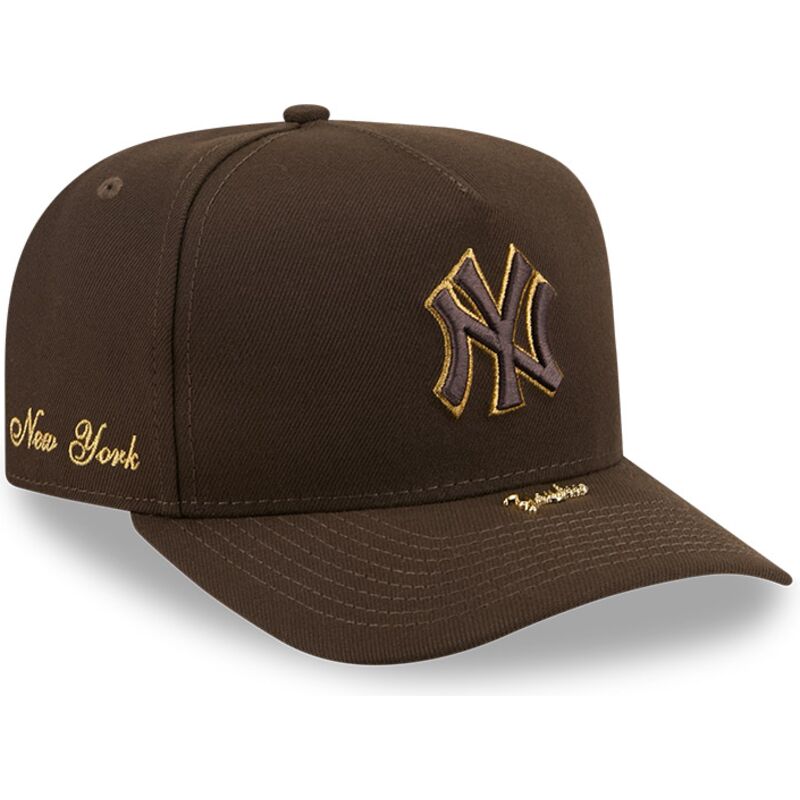 new-era-curved-brim-9fifty-a-frame-precurved-visor-pin-new-york-yankees-mlb-brown-snapback-cap