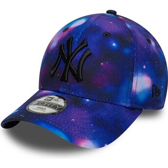 New Era Curved Brim Youth Black Logo 9FORTY All Over Print Space New York Yankees MLB Multicolor Snapback Cap