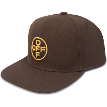 L/AB c/o Off-White™ Flat Brim Yellow Logo Off Embroidered Twill Brown Snapback Cap