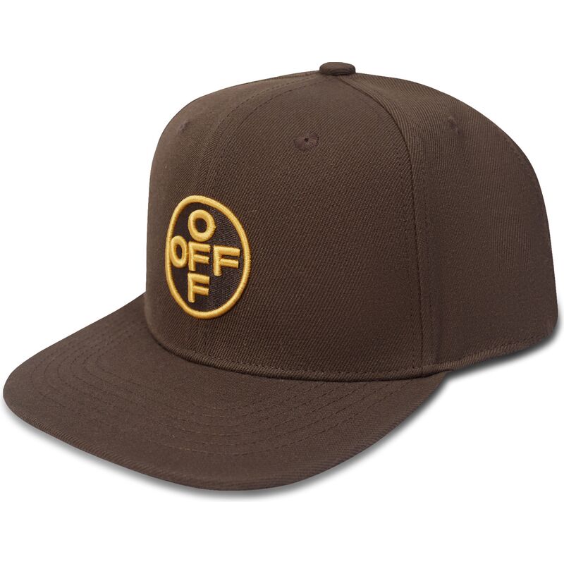 l-ab-c-o-off-white-flat-brim-yellow-logo-off-embroidered-twill-brown-snapback-cap