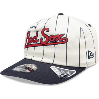 New Era Curved Brim 19TWENTY Pinstripe Boston Red Sox MLB Navy Blue and White Snapback Cap