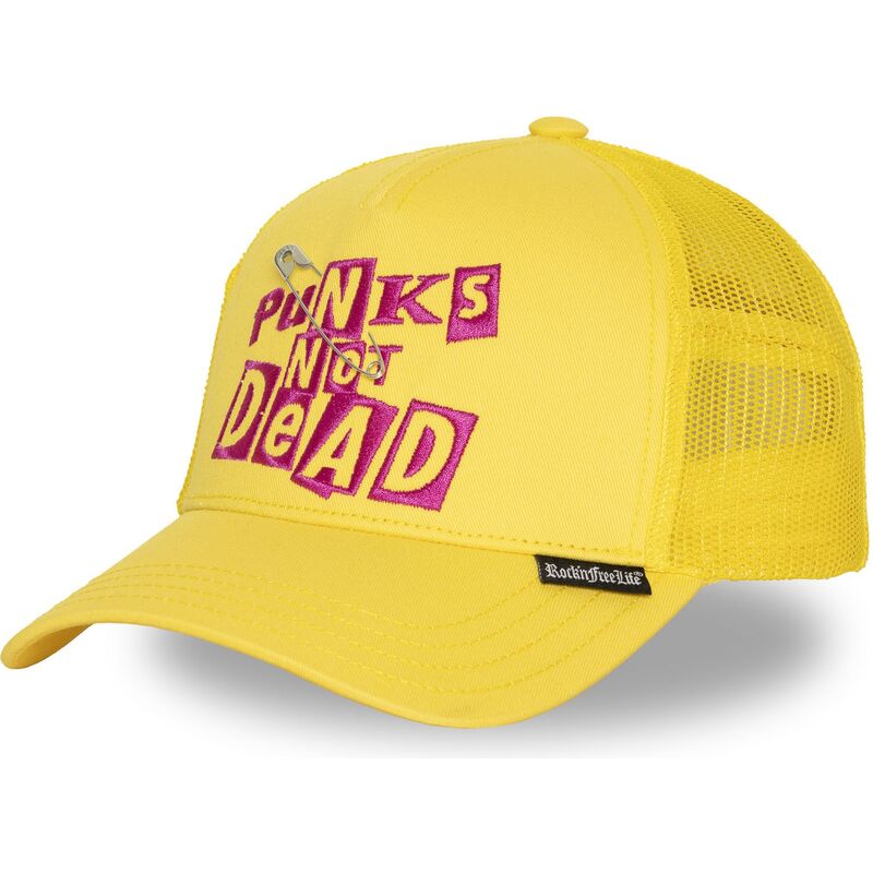 rocknfreelife-n294-punks-not-dead-yellow-trucker-hat