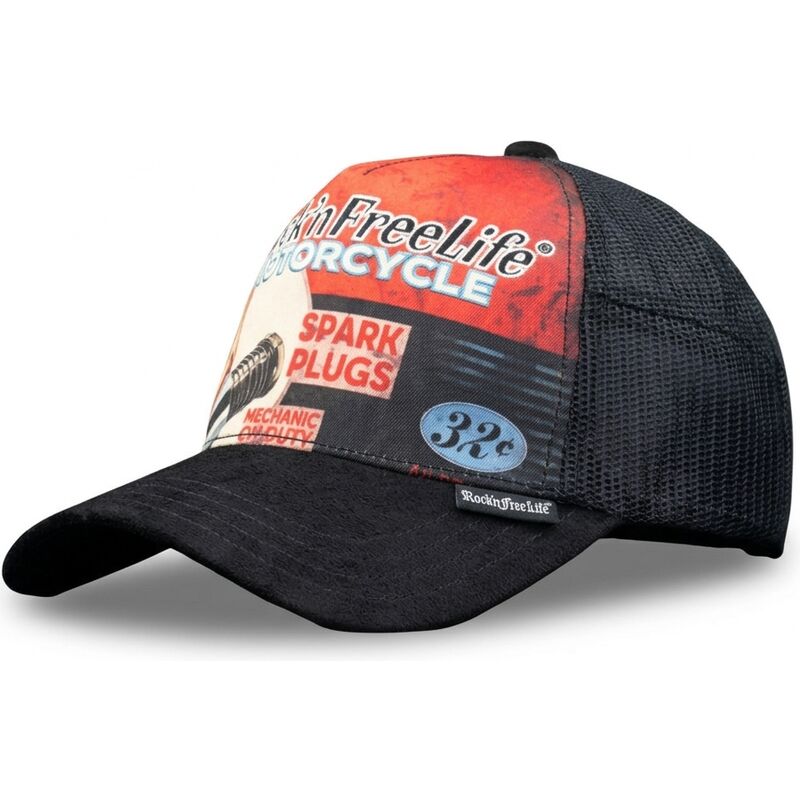 rocknfreelife-n240-spark-plugs-black-and-red-trucker-hat rocknfreelife-n240-spark-plugs-black-and-red-trucker-hat