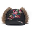 ed-hardy-curved-brim-crawling-dragon-trapper-black-fitted-cap