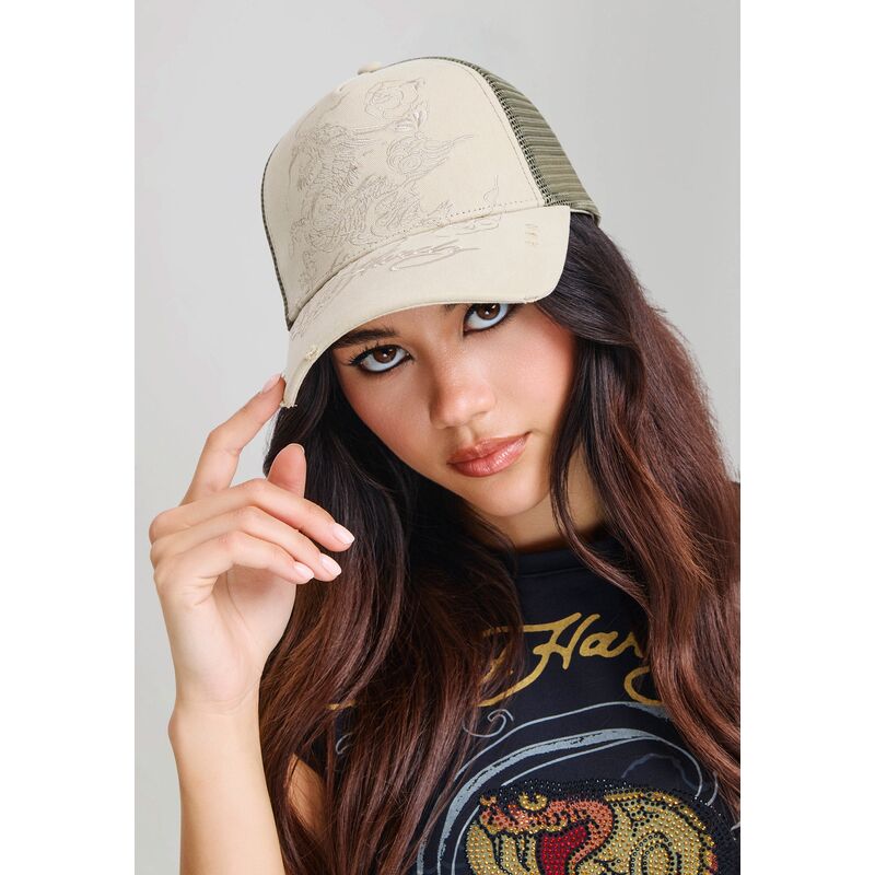 ed-hardy-outline-dragon-khaki-trucker-hat