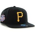 47-brand-flat-brim-side-logo-mlb-pittsburgh-pirates-smooth-black-snapback-cap