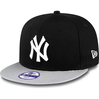 New Era Flat Brim Youth 9FIFTY Cotton Block New York Yankees MLB Black Snapback Cap