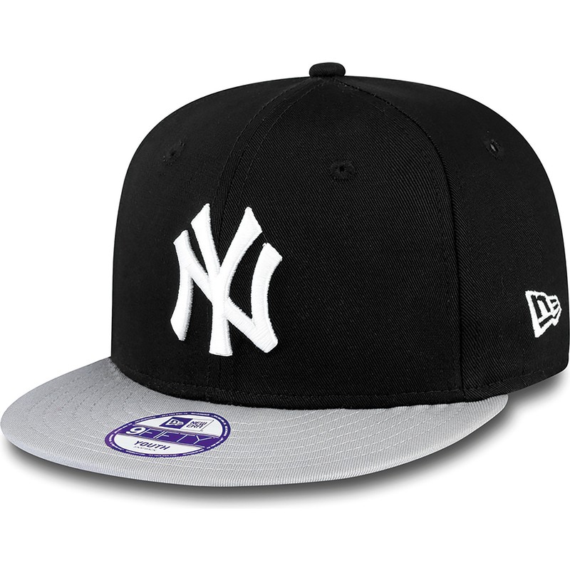 new-era-flat-brim-youth-9fifty-cotton-block-new-york-yankees-mlb-black-snapback-cap